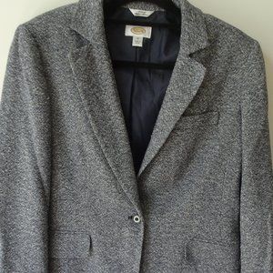 Talbots Navy Tweed One-button Jacket - Size 14